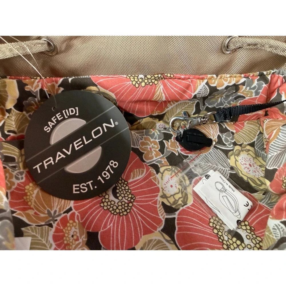 Travelon Anti-Theft Daypack Backpack Womens M Tan Quilted RFID Travel Bag NEW